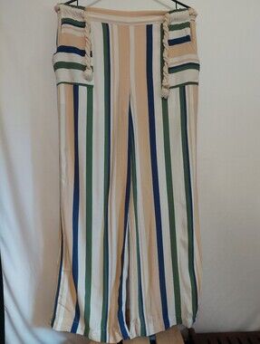Velvet Heart Striped Wide-Leg Beach Panta
